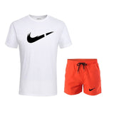 2019 New Men Fashion Two Pieces Sets T Shirts+Shorts Suit Men Summer Tops Tees Fashion Tshirt High Quality men clothing