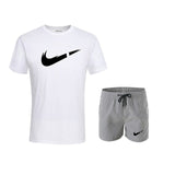 2019 New Men Fashion Two Pieces Sets T Shirts+Shorts Suit Men Summer Tops Tees Fashion Tshirt High Quality men clothing