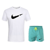 2019 New Men Fashion Two Pieces Sets T Shirts+Shorts Suit Men Summer Tops Tees Fashion Tshirt High Quality men clothing