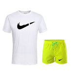 2019 New Men Fashion Two Pieces Sets T Shirts+Shorts Suit Men Summer Tops Tees Fashion Tshirt High Quality men clothing
