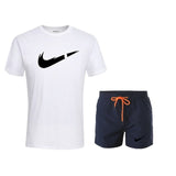 2019 New Men Fashion Two Pieces Sets T Shirts+Shorts Suit Men Summer Tops Tees Fashion Tshirt High Quality men clothing