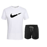 2019 New Men Fashion Two Pieces Sets T Shirts+Shorts Suit Men Summer Tops Tees Fashion Tshirt High Quality men clothing