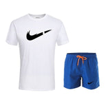 2019 New Men Fashion Two Pieces Sets T Shirts+Shorts Suit Men Summer Tops Tees Fashion Tshirt High Quality men clothing