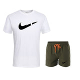 2019 New Men Fashion Two Pieces Sets T Shirts+Shorts Suit Men Summer Tops Tees Fashion Tshirt High Quality men clothing
