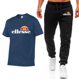 Men's Sets T Shirts+pants Two Pieces Sets Casual Tracksuit Men/Women New Fashion printing suits sportwear Gyms Fitness trousers