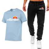 Men's Sets T Shirts+pants Two Pieces Sets Casual Tracksuit Men/Women New Fashion printing suits sportwear Gyms Fitness trousers