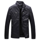 2019 Mens Faux Leather Jacket Male Washed Fleece Motorcycle Casual Stand Collar Fashion Winter Jacket Casual Coat