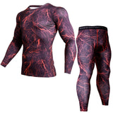 2 Piece Tracksuit Men Compression MMA Long sleeve t shirt Rashgard kit Camouflage  Sweatshirt+leggings Fitness Thermal underwear