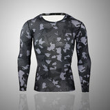 2 Piece Tracksuit Men Compression MMA Long sleeve t shirt Rashgard kit Camouflage  Sweatshirt+leggings Fitness Thermal underwear
