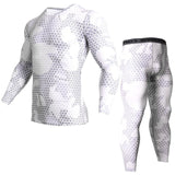 2 Piece Tracksuit Men Compression MMA Long sleeve t shirt Rashgard kit Camouflage  Sweatshirt+leggings Fitness Thermal underwear
