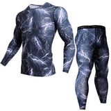 2 Piece Tracksuit Men Compression MMA Long sleeve t shirt Rashgard kit Camouflage  Sweatshirt+leggings Fitness Thermal underwear