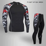 Men's Sports Suit Compression Clothing Fitness Training kit Thermal Underwear MMA rashgard male Quick drying shirt Sportswear